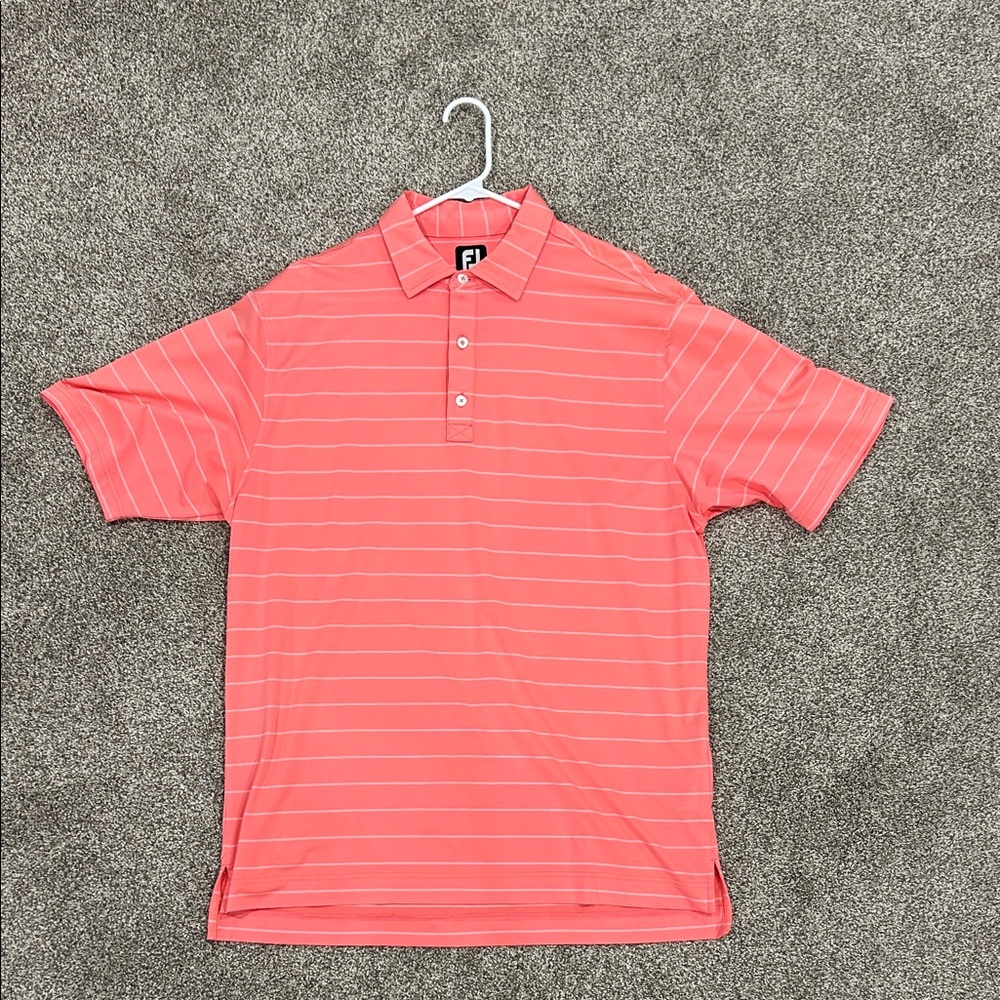 Men's Foot Joy Pink Striped Polo Shirt